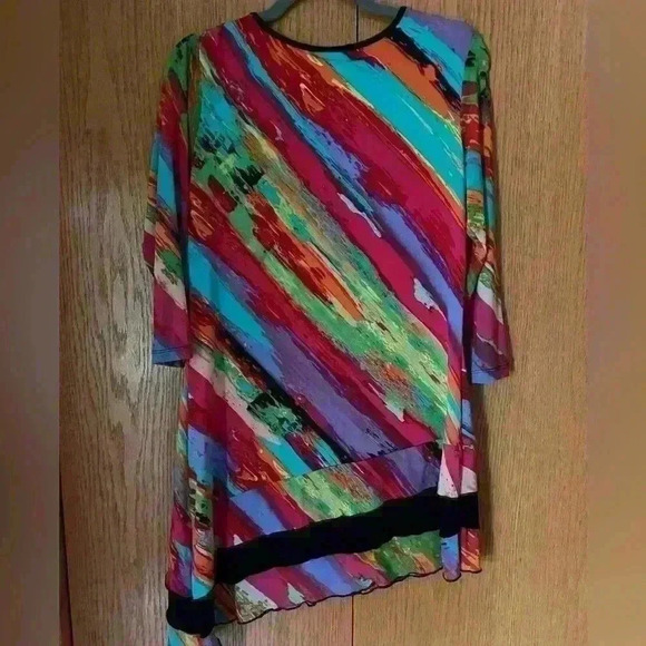 Nygard Asymmetrical Multicolor Tunic Mesh 3/4 sleeve Tunic S - Picture 4 of 8